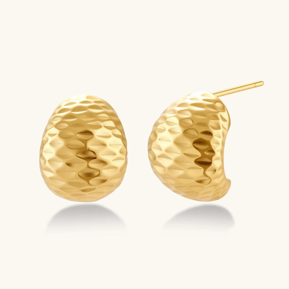 Hammered Gold Huggie Earrings made from gold-plated sterling silver
