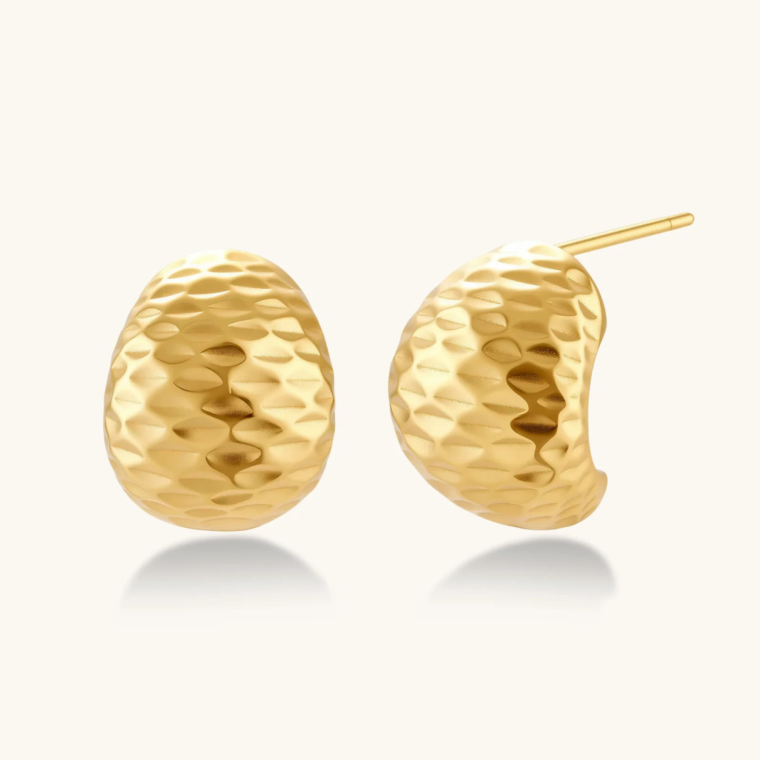 Hammered Gold Huggie Earrings made from gold-plated sterling silver