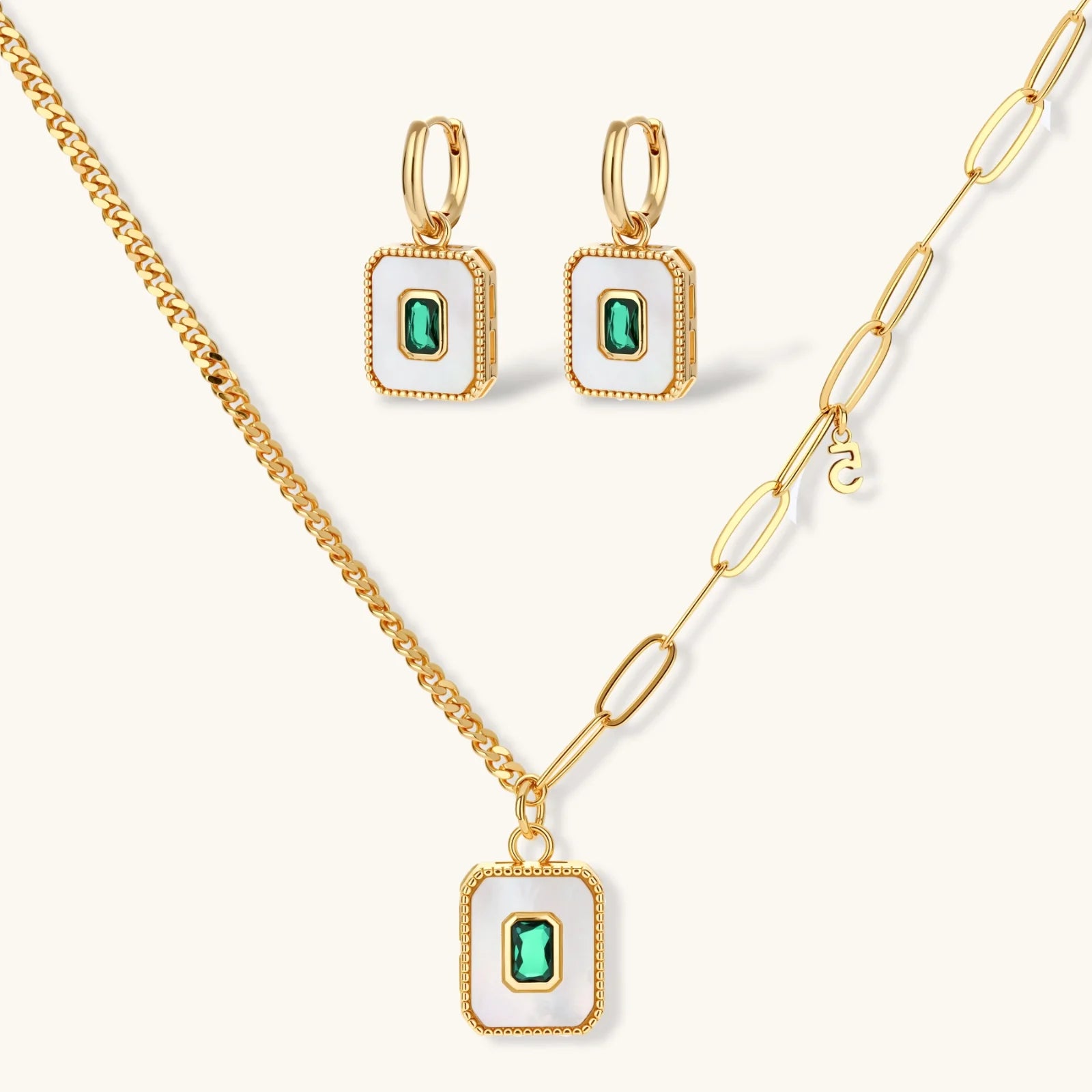 Emerald Square Jewellery Set by Averuna Jewellery