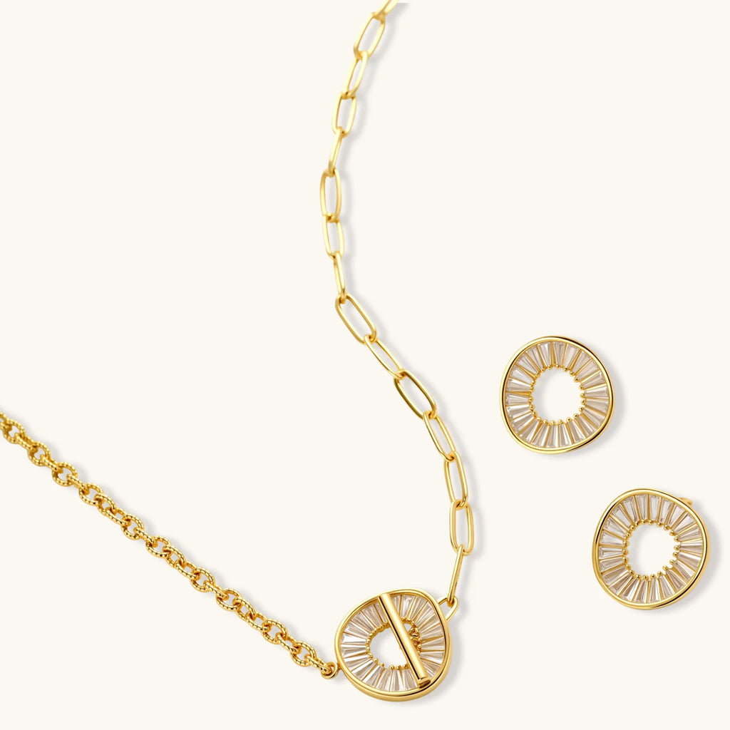 Close-up detail of Radiant Circle Jewellery Set by Averuna Jewellery