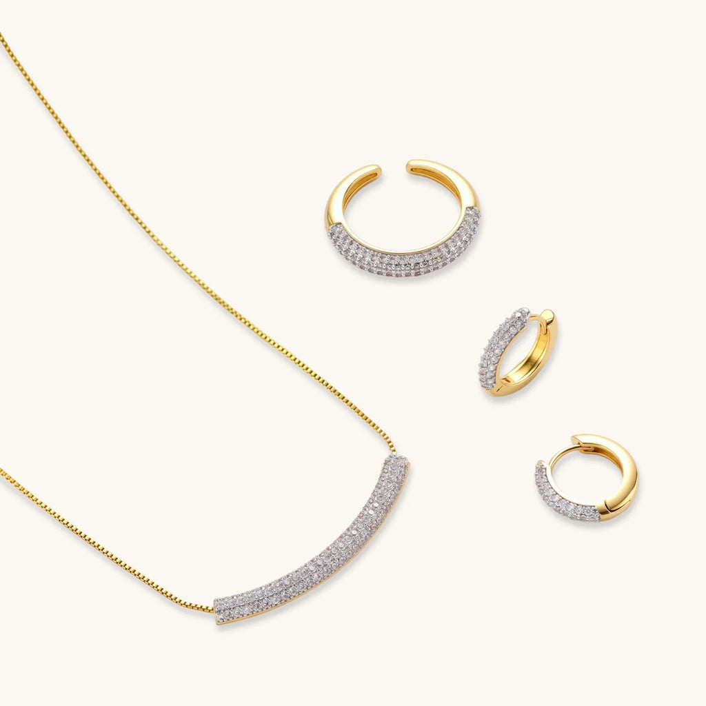 Close-up detail of Crescent Glow Jewellery Set by Averuna Jewellery