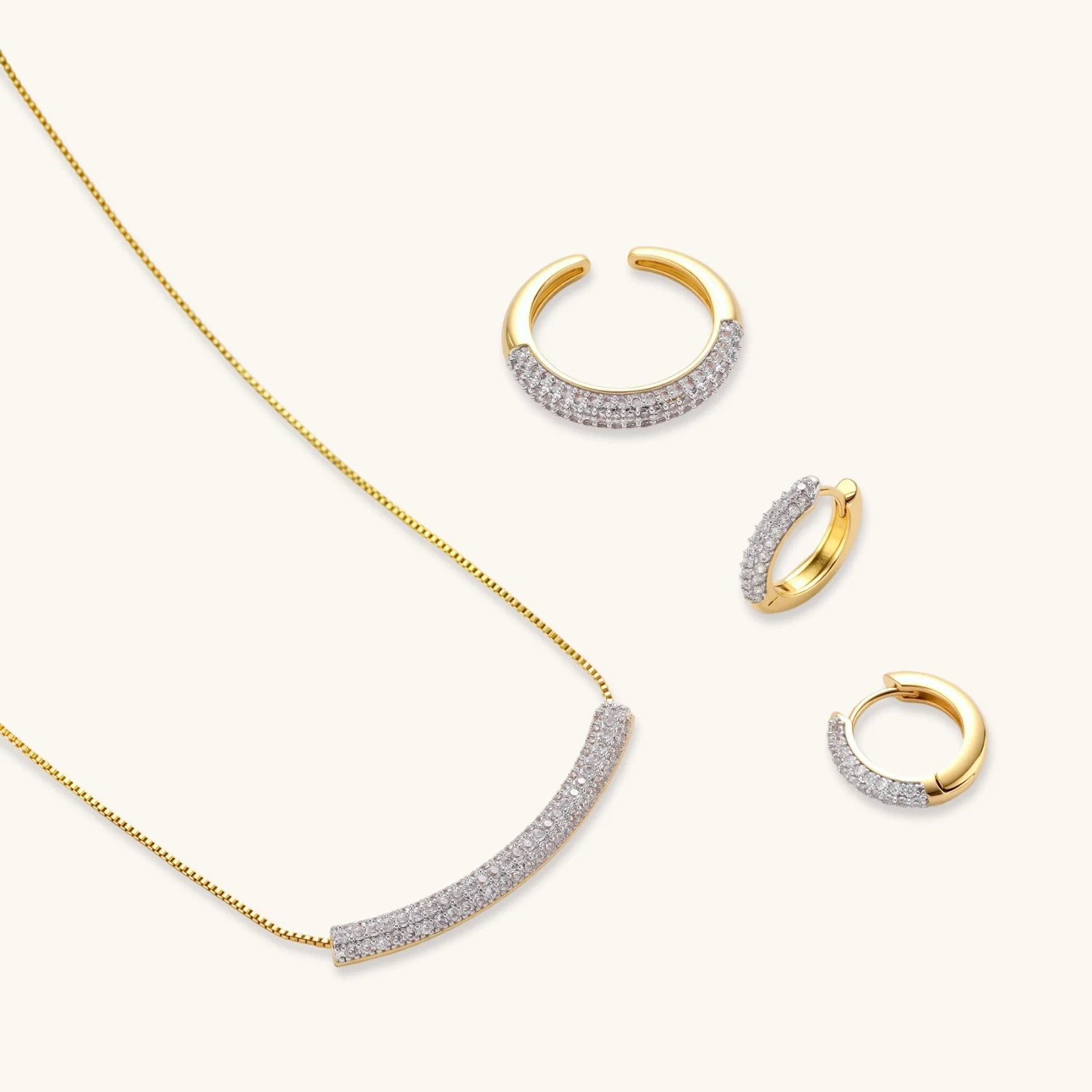 Close-up detail of Crescent Glow Jewellery Set by Averuna Jewellery