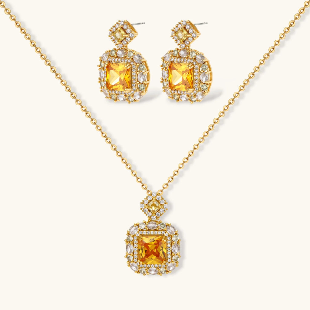 Golden Square Luxe Jewellery Set by Averuna Jewellery