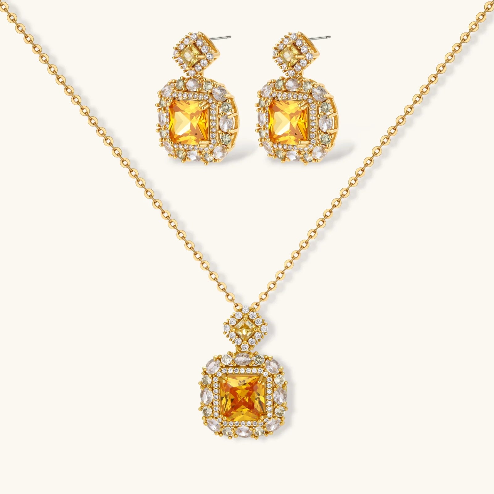 Golden Square Luxe Jewellery Set by Averuna Jewellery