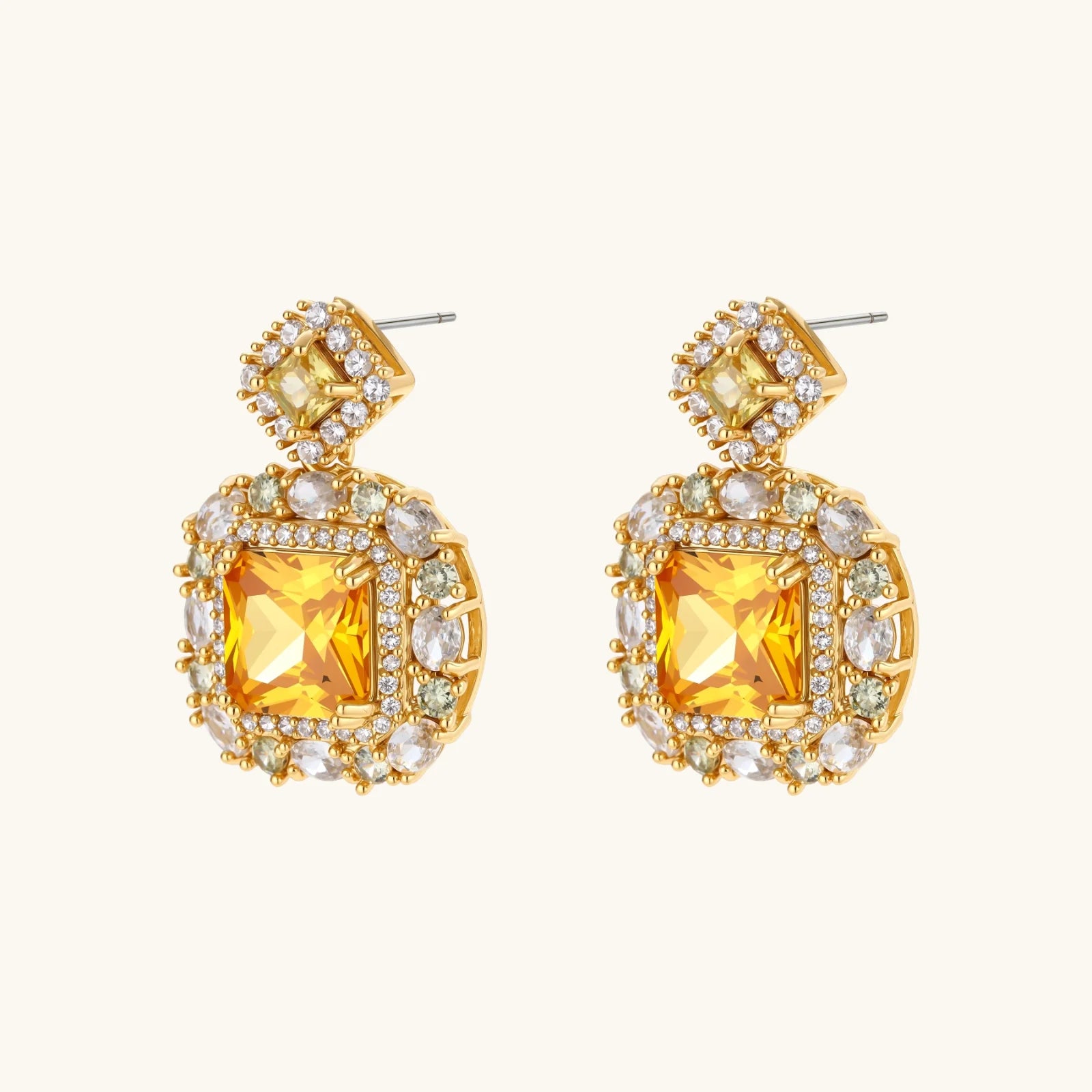 Angled view of Golden Square Luxe Jewellery Set by Averuna Jewellery