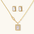 Emerald Cut Halo Jewellery Set by Averuna Jewellery