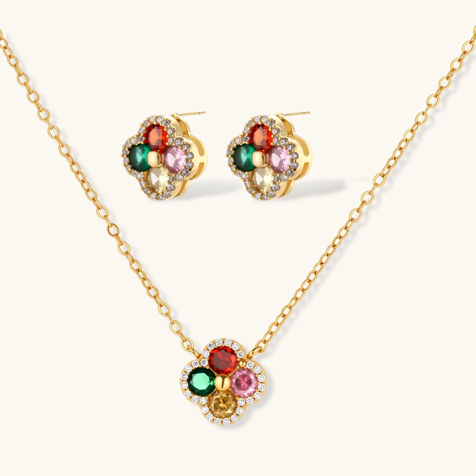 Angled view of Lucky Clover Jewellery Set by Averuna Jewellery