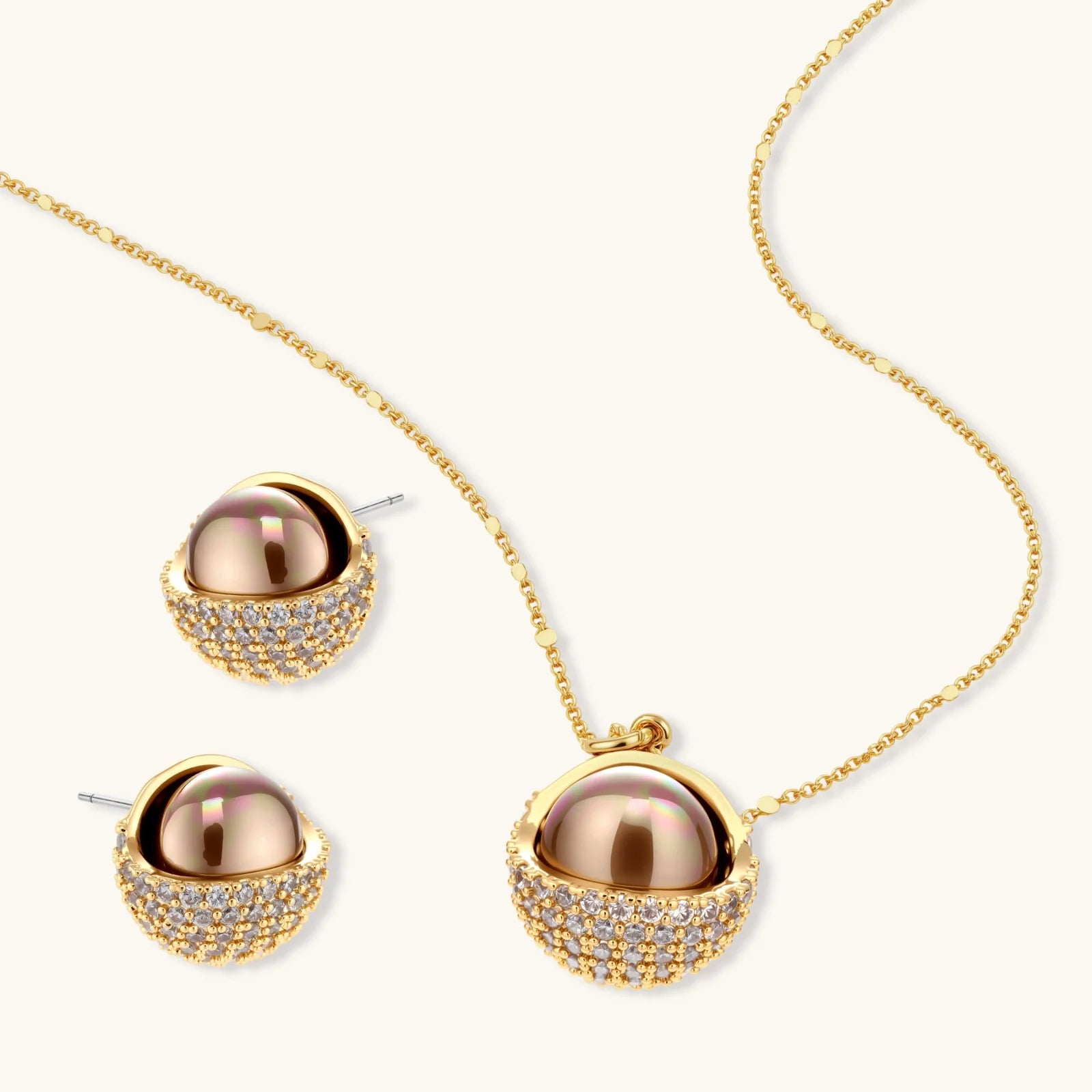 Close-up detail of Solar Sphere Jewellery Set by Averuna Jewellery