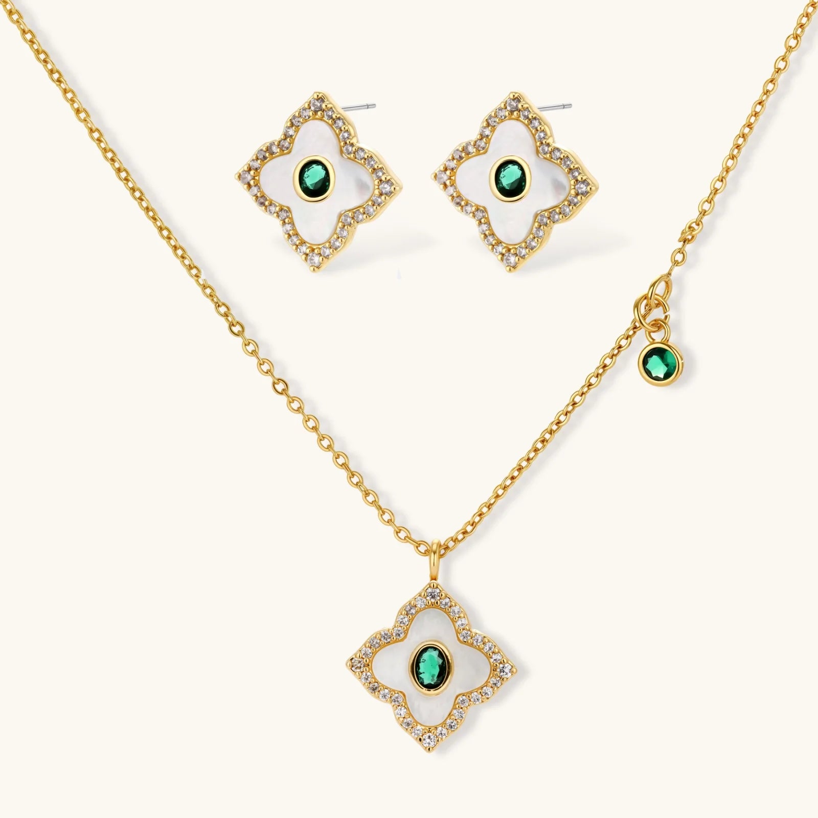 Emerald Bloom Jewellery Set by Averuna Jewellery