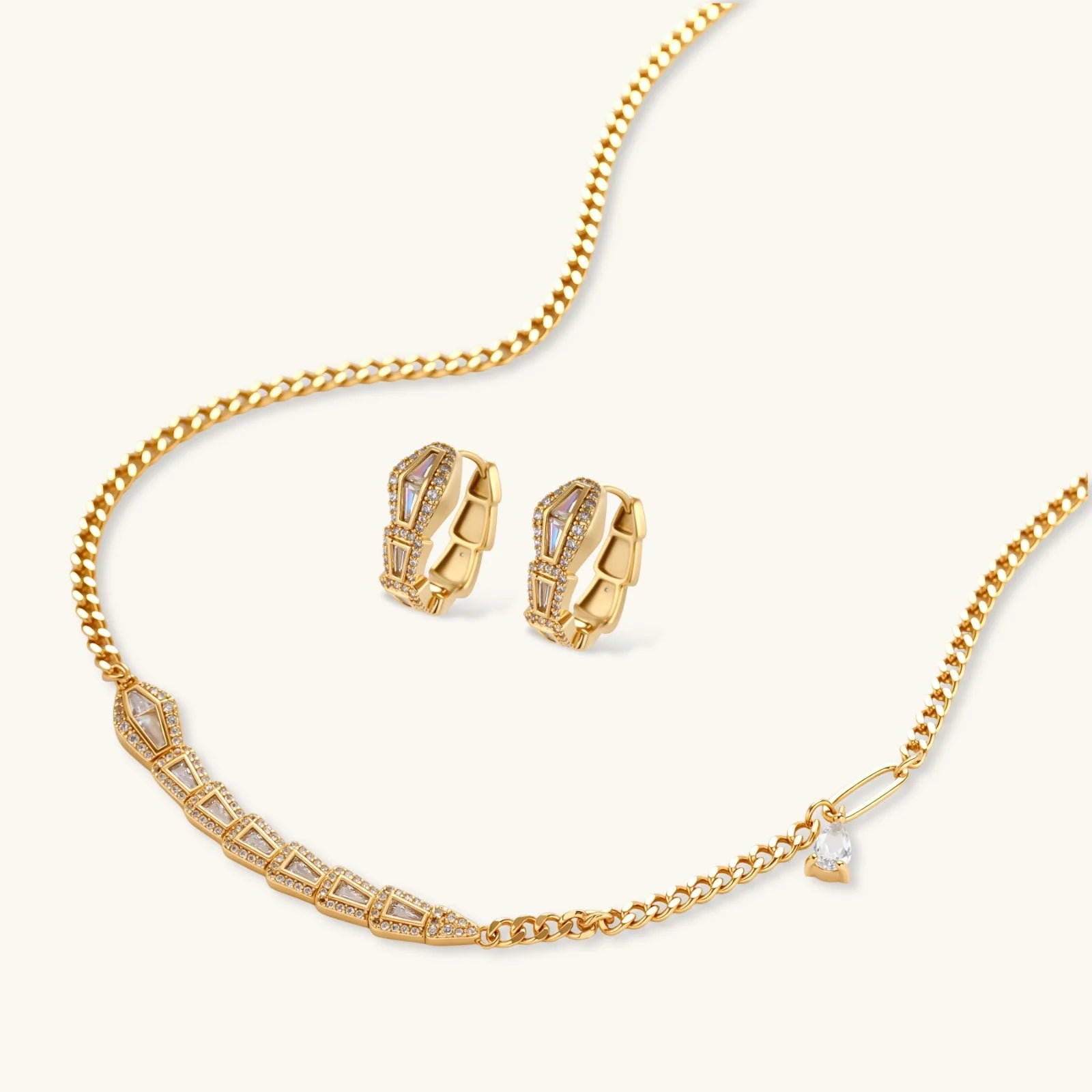 Close-up detail of Geometric Luxe Jewellery Set by Averuna Jewellery