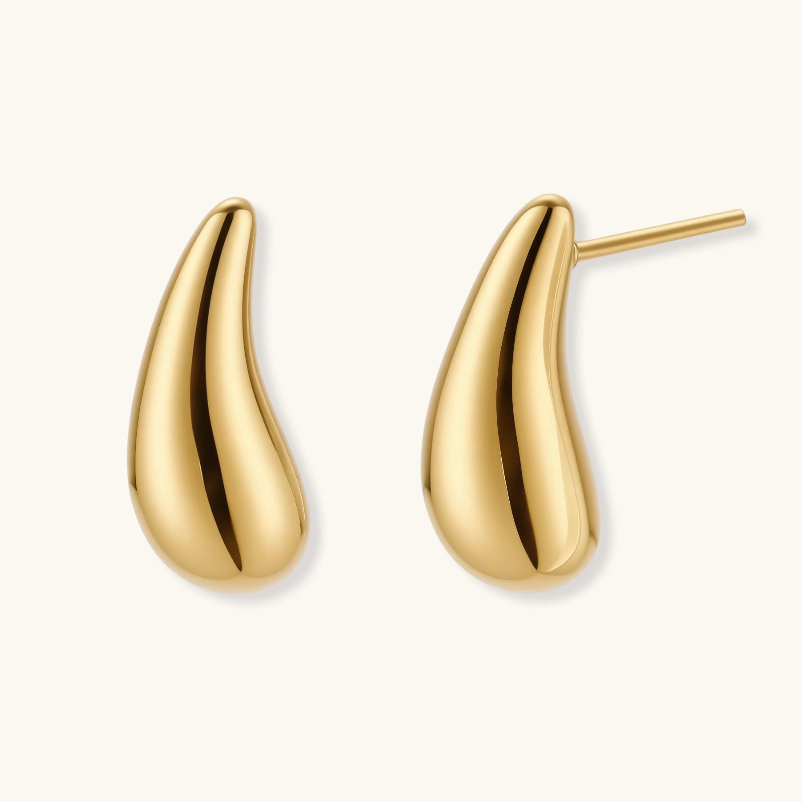 Golden Teardrop Stud Earrings by Averuna Jewellery