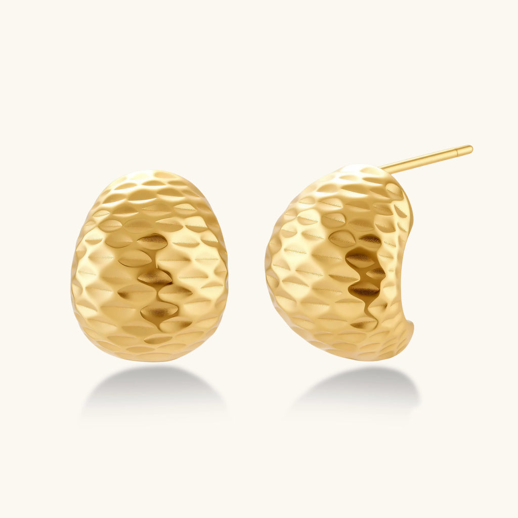 Hammered Gold Huggie Earrings by Averuna Jewellery