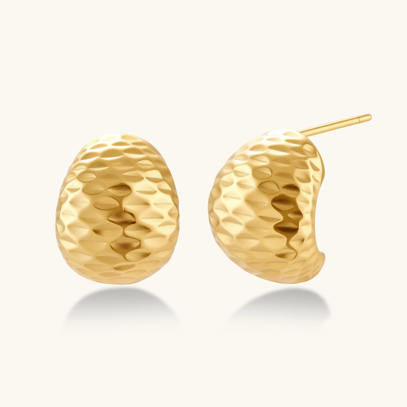Hammered Gold Huggie Earrings by Averuna Jewellery