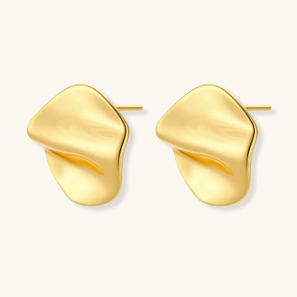 Close-up detail of Flow Statement Stud Earrings by Averuna Jewellery