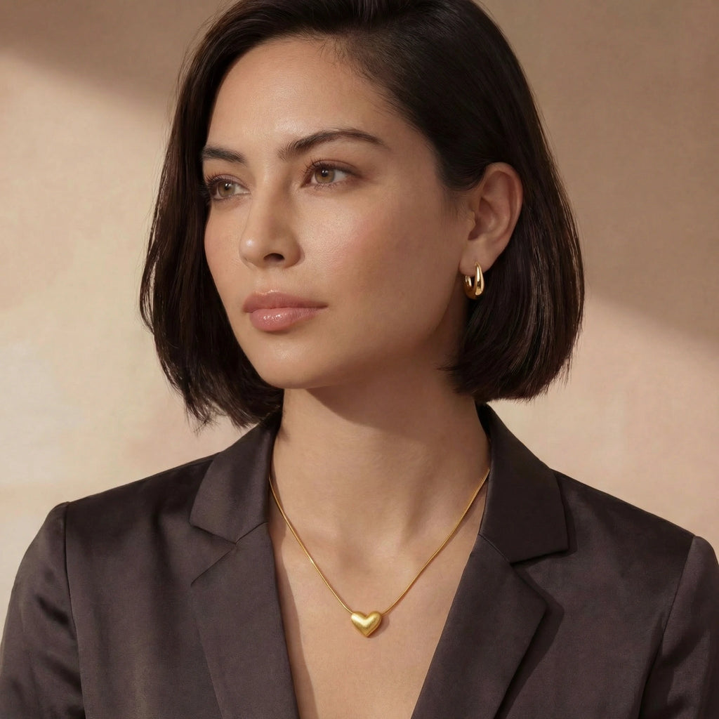 Golden Heart Necklace by Averuna Jewellery