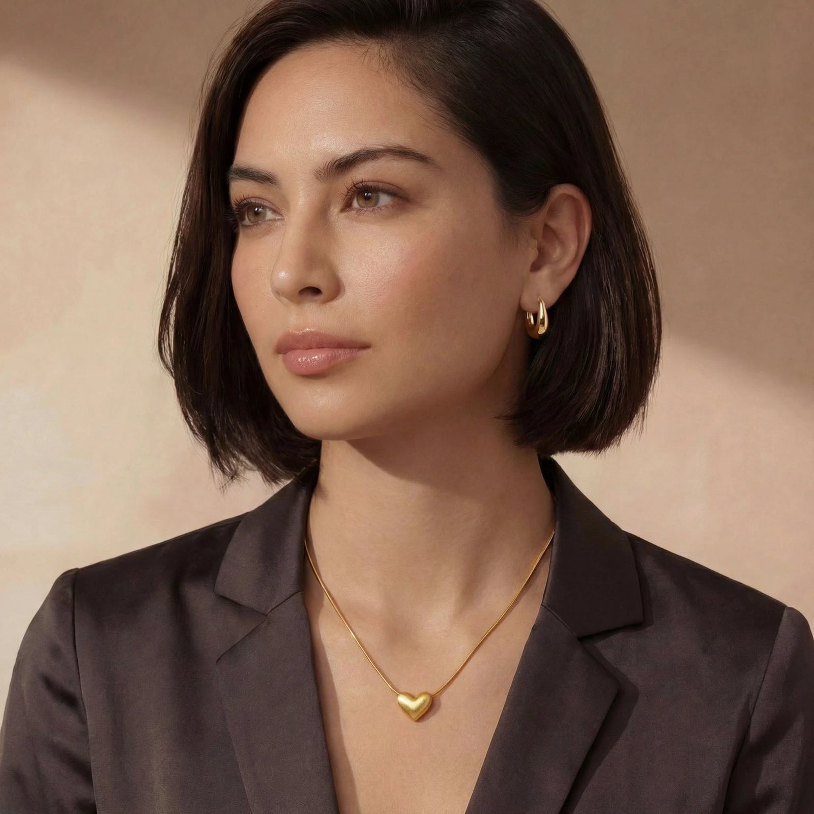 Golden Heart Necklace by Averuna Jewellery