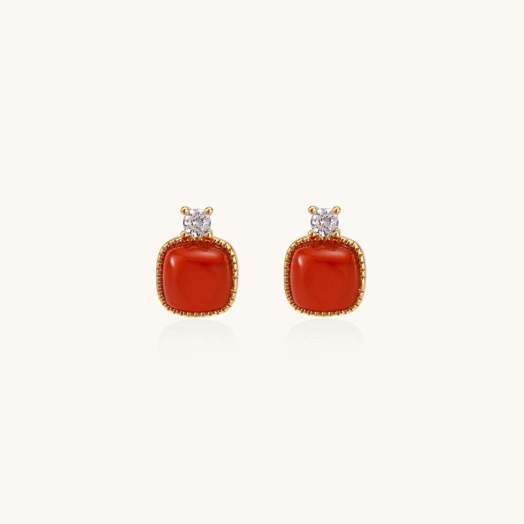 Close-up detail of Heritage Agate Stud Earrings by Averuna Jewellery