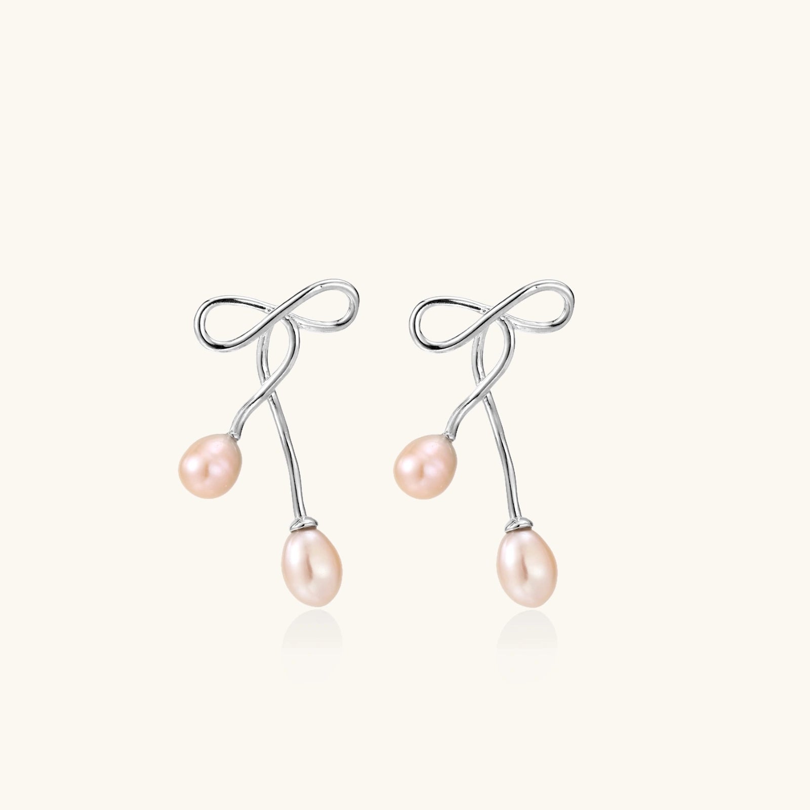 Close-up detail of Ethereal Pearl Drop Earrings by Averuna Jewellery