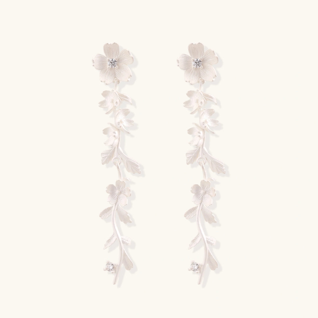 Close-up detail of Garden Bloom Drop Earrings by Averuna Jewellery