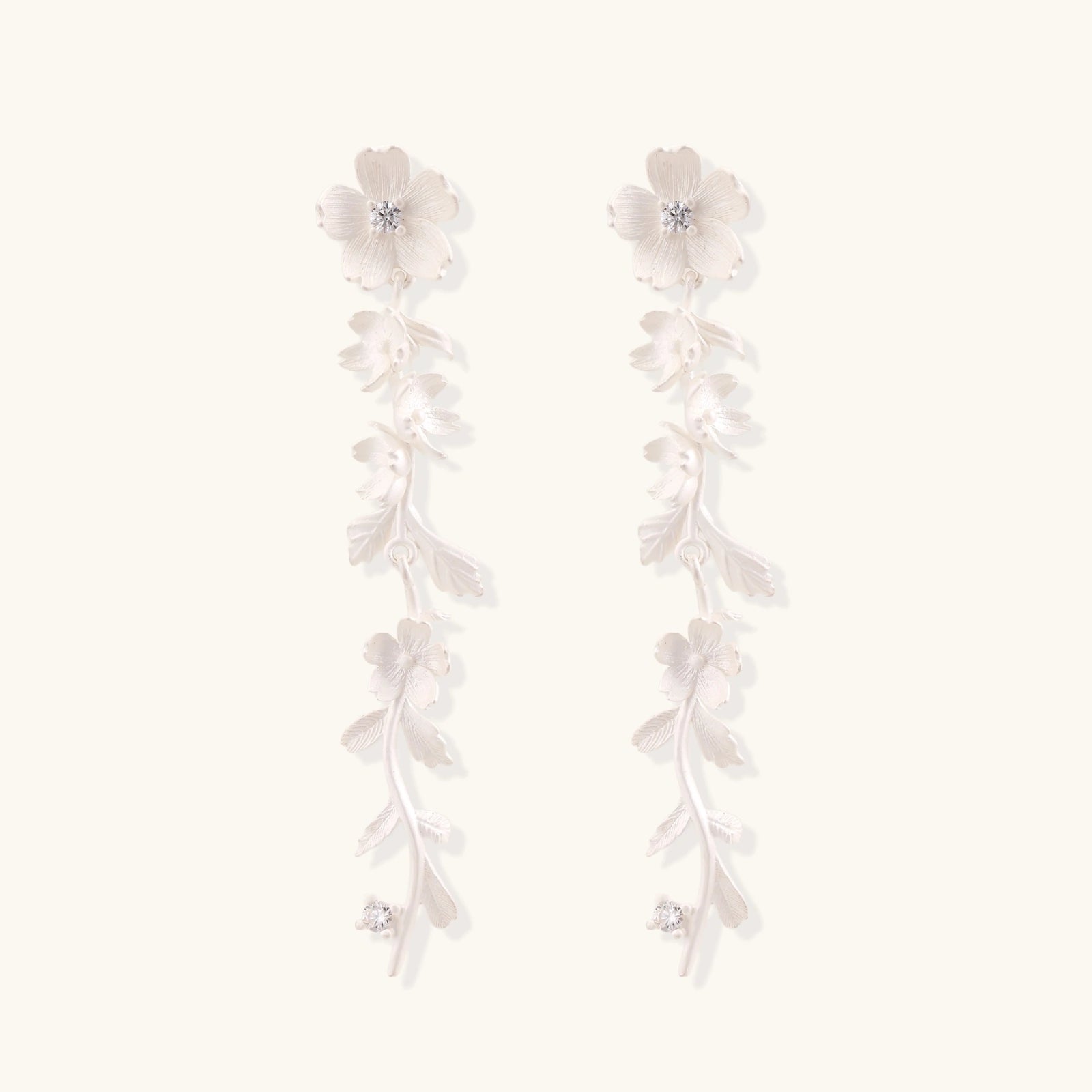Close-up detail of Garden Bloom Drop Earrings by Averuna Jewellery