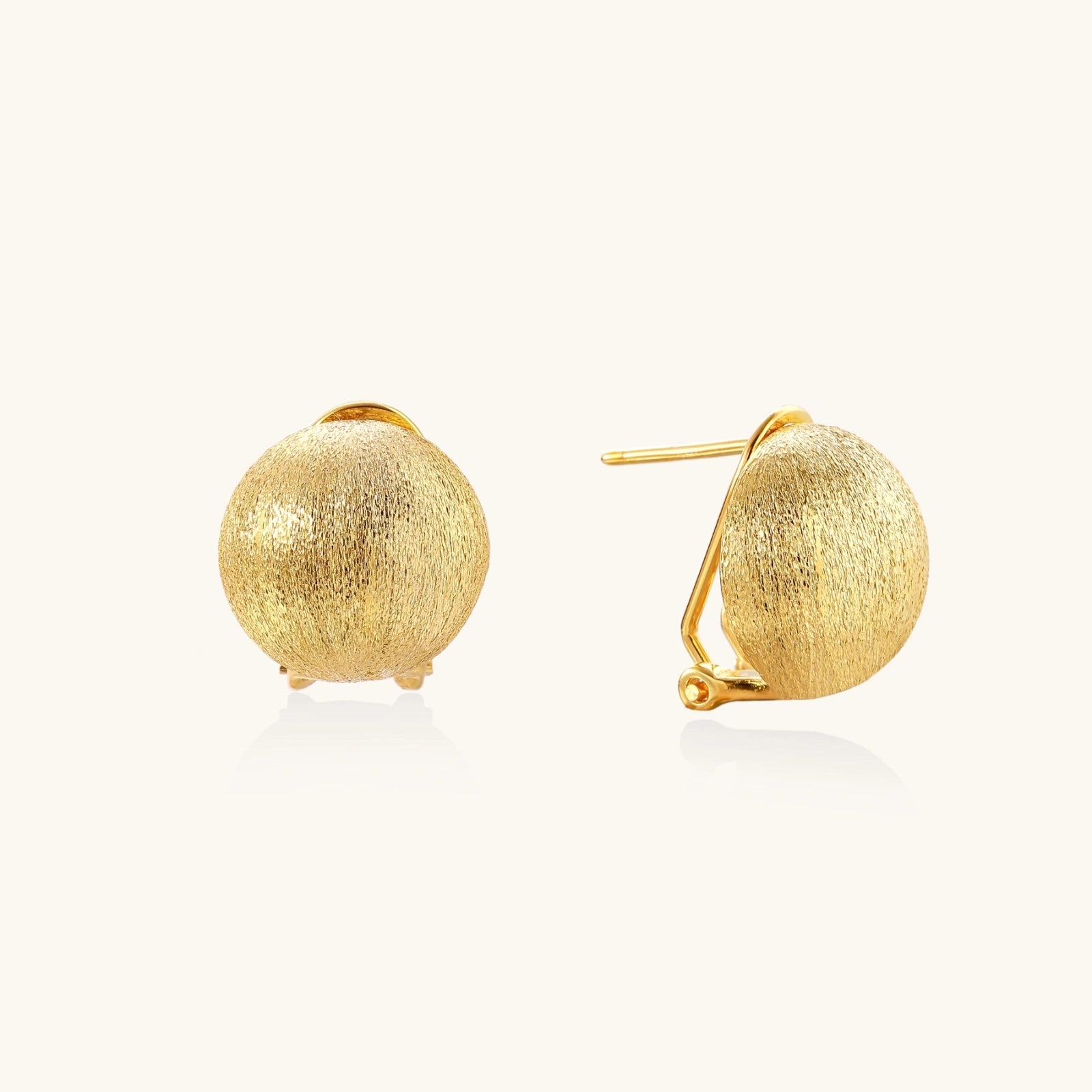 Brushed Gold Dome Clip Earrings by Averuna Jewellery
