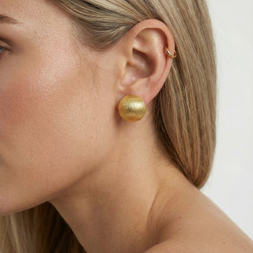 Product detail of Brushed Gold Dome Clip Earrings by Averuna Jewellery