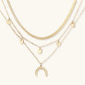 Golden Crescent Layered Necklace by Averuna Jewellery