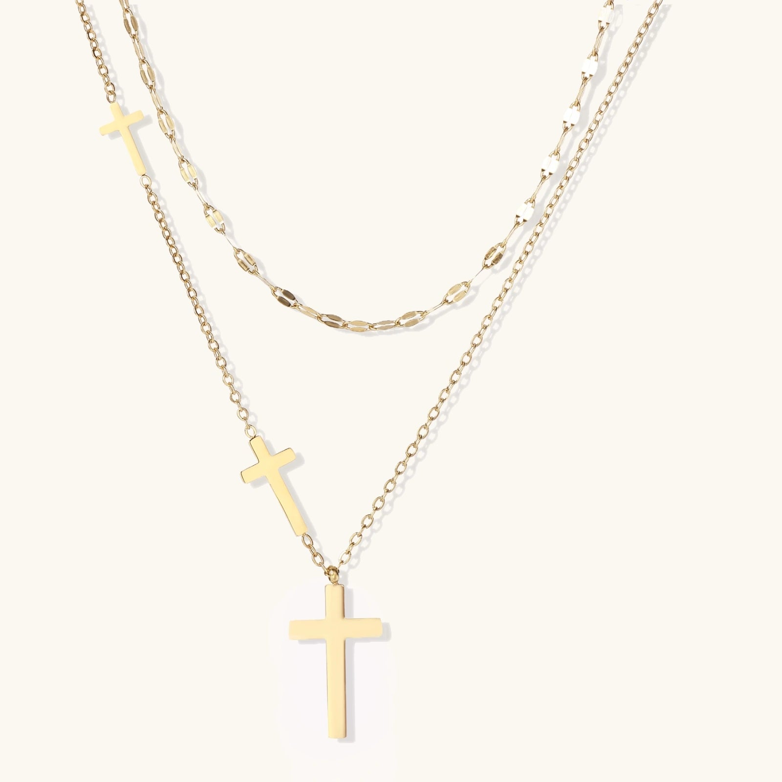 Divine Layers Cross Necklace Set by Averuna Jewellery