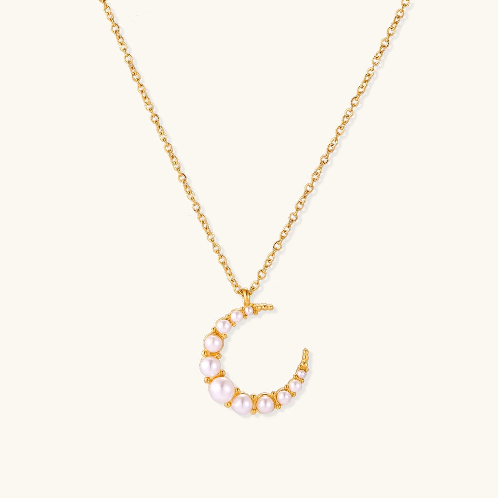 Luna Pearl Crescent Necklace by Averuna Jewellery