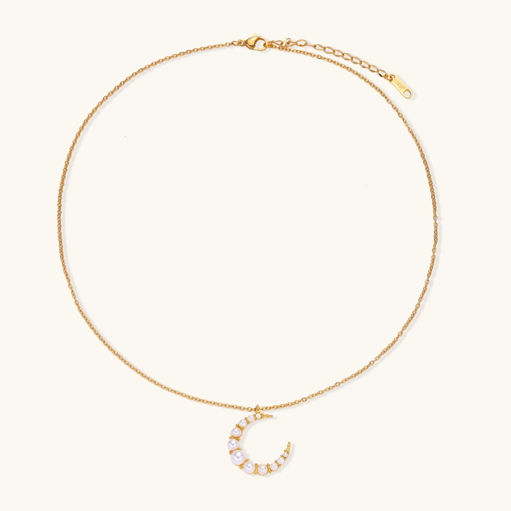 Product detail of Luna Pearl Crescent Necklace by Averuna Jewellery