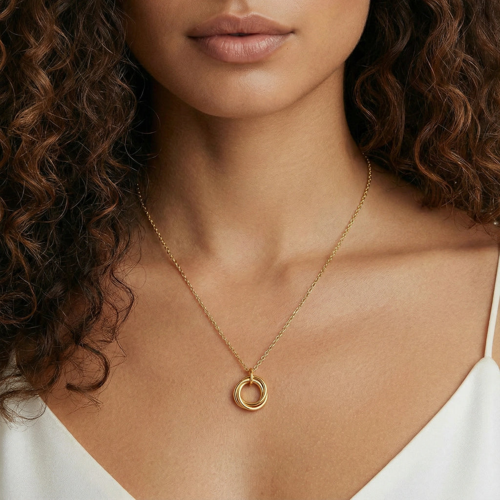 Lifestyle view of Twisted Harmony Necklace by Averuna Jewellery