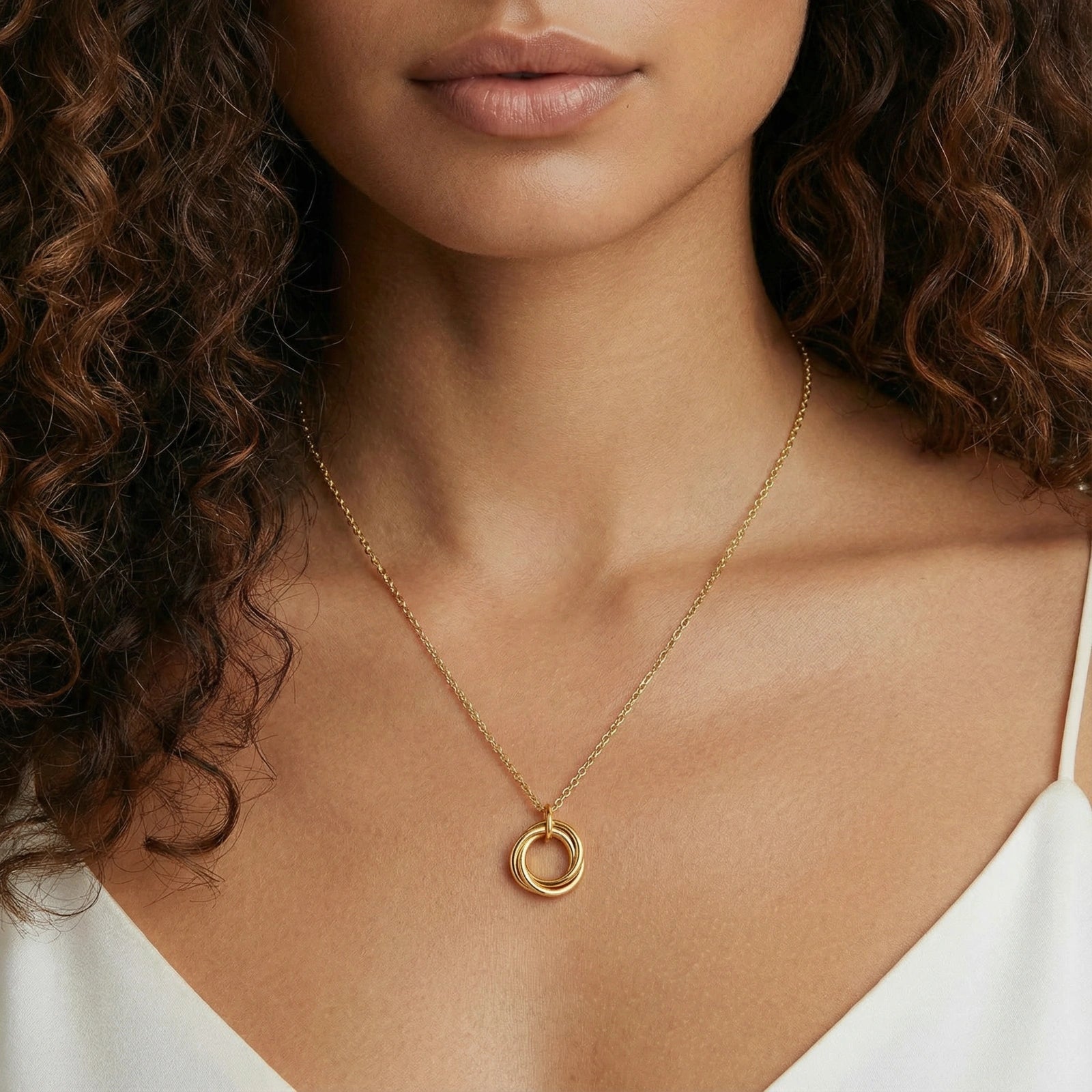 Lifestyle view of Twisted Harmony Necklace by Averuna Jewellery