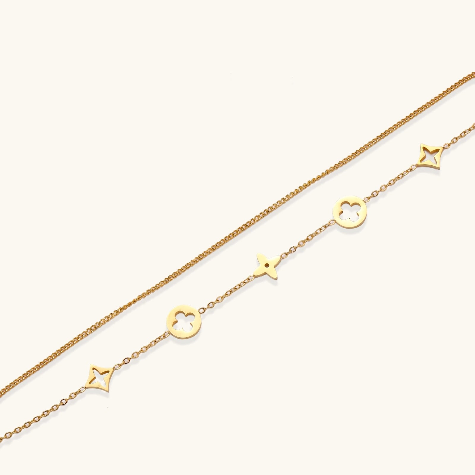 Angled view of Lucky Star Charm Bracelet by Averuna Jewellery