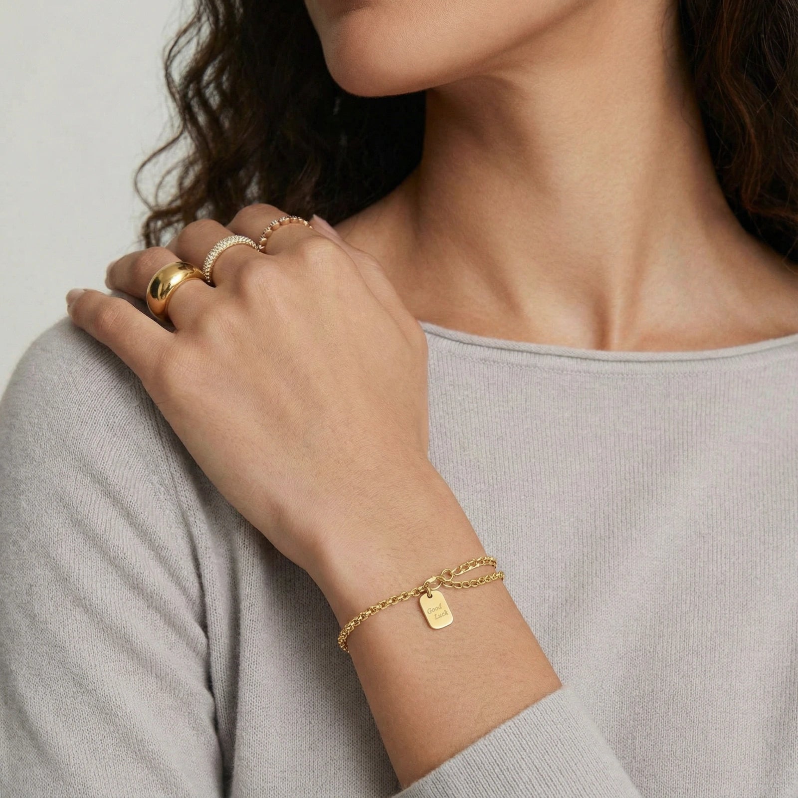 Lifestyle view of Good Luck Charm Bracelet by Averuna Jewellery