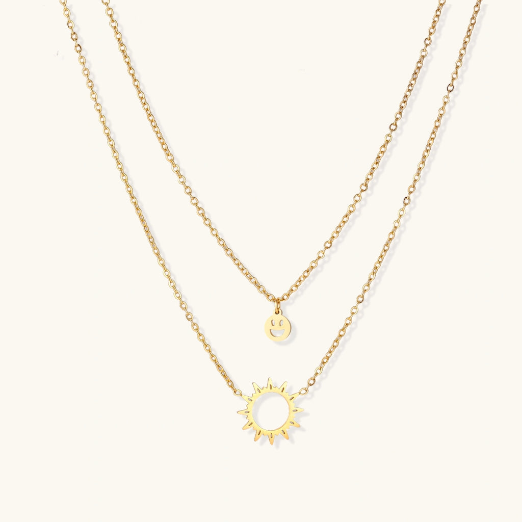 Sunshine Smiley Layered Necklace by Averuna Jewellery