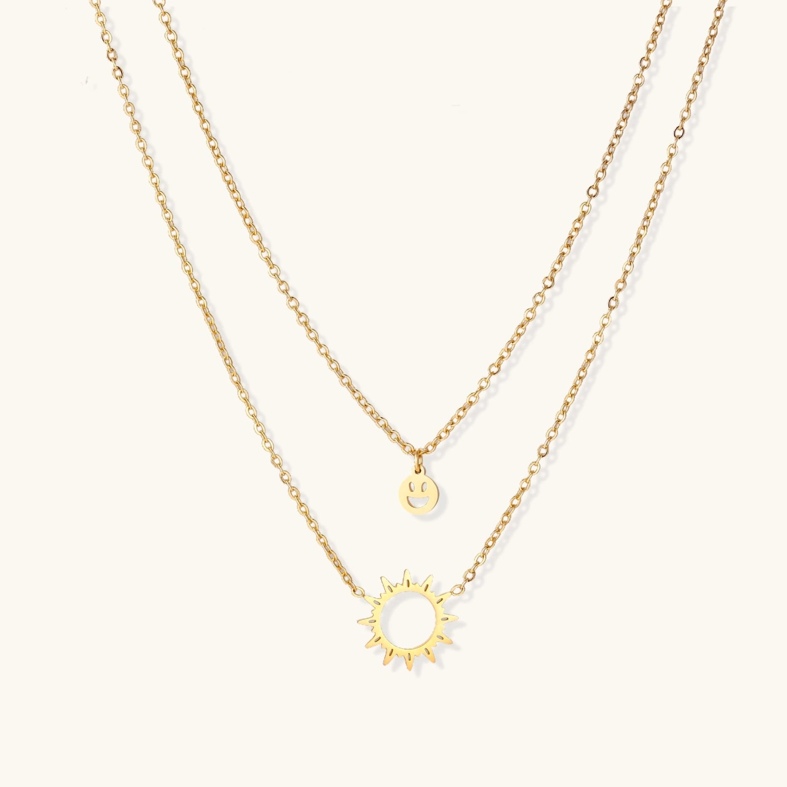 Sunshine Smiley Layered Necklace by Averuna Jewellery
