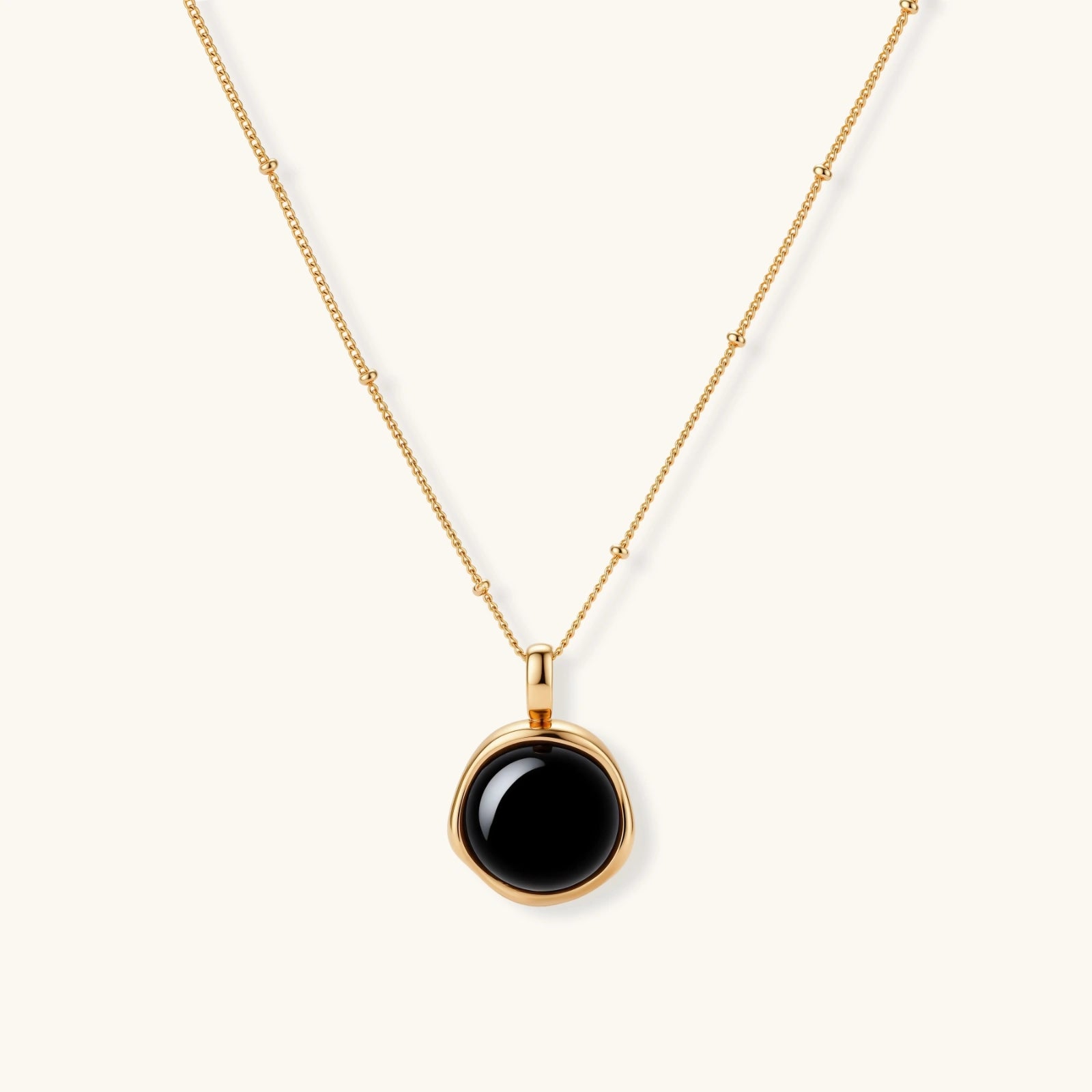 Lifestyle view of Midnight Agate Circle Necklace by Averuna Jewellery