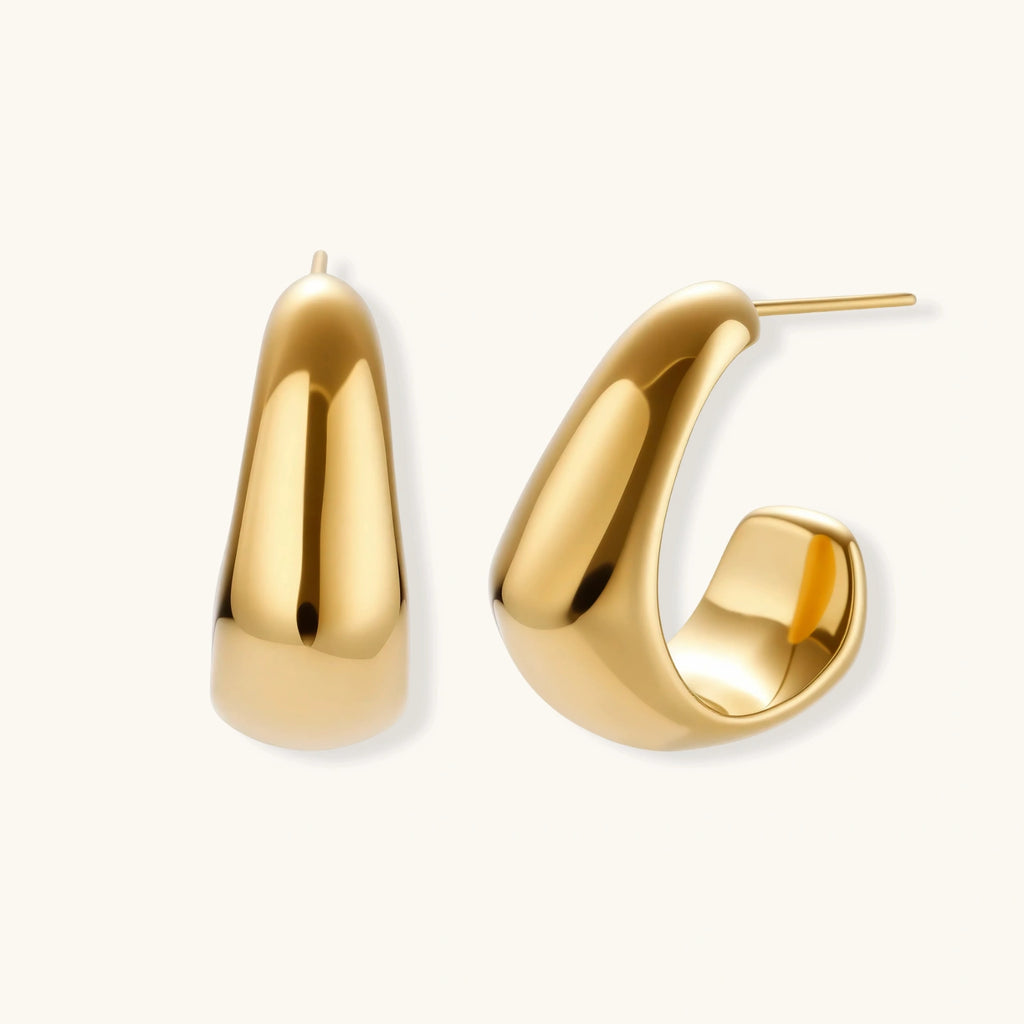 Sculpted Curve Huggie Earrings by Averuna Jewellery