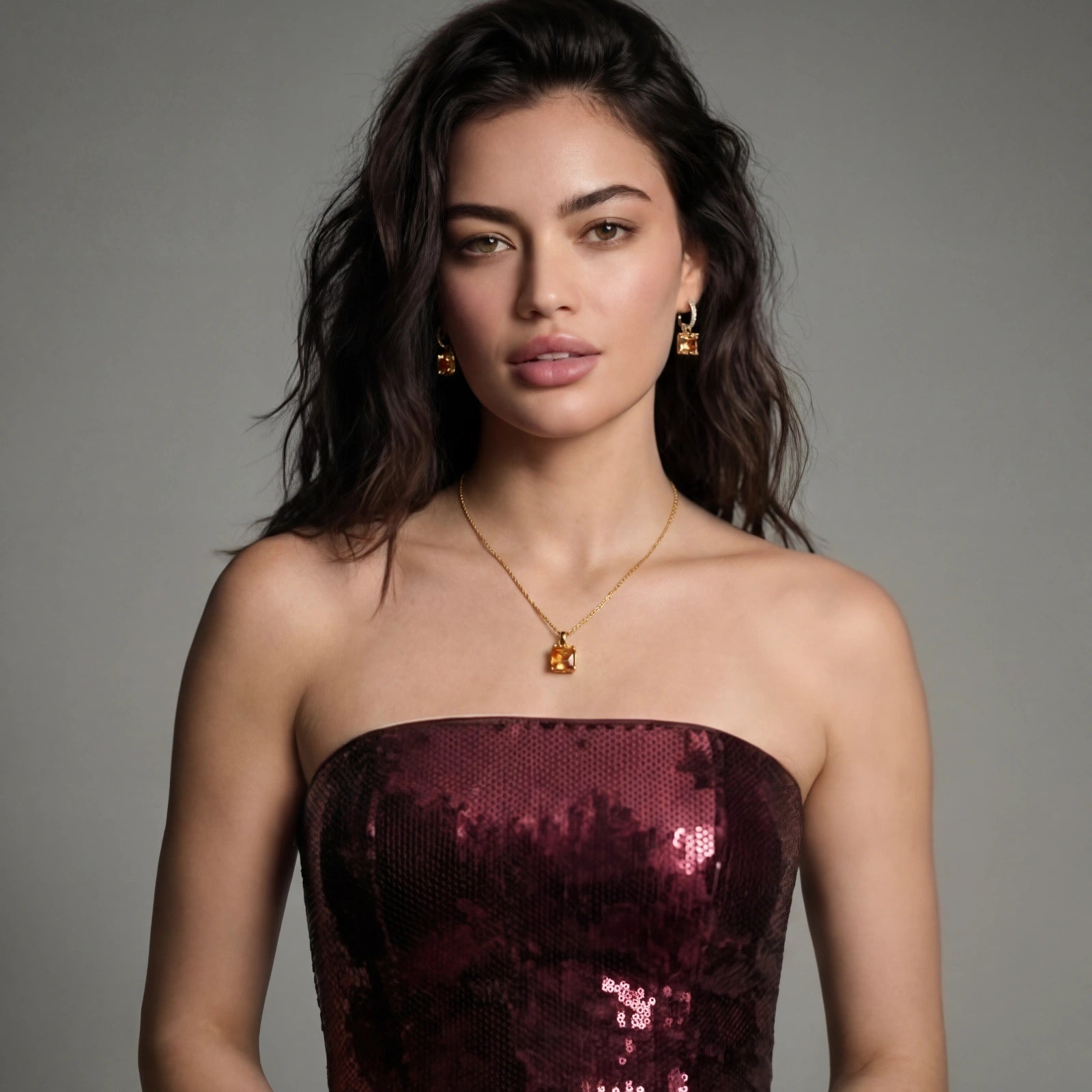 Lifestyle view of Golden Hour Geometric Jewellery Set by Averuna Jewellery
