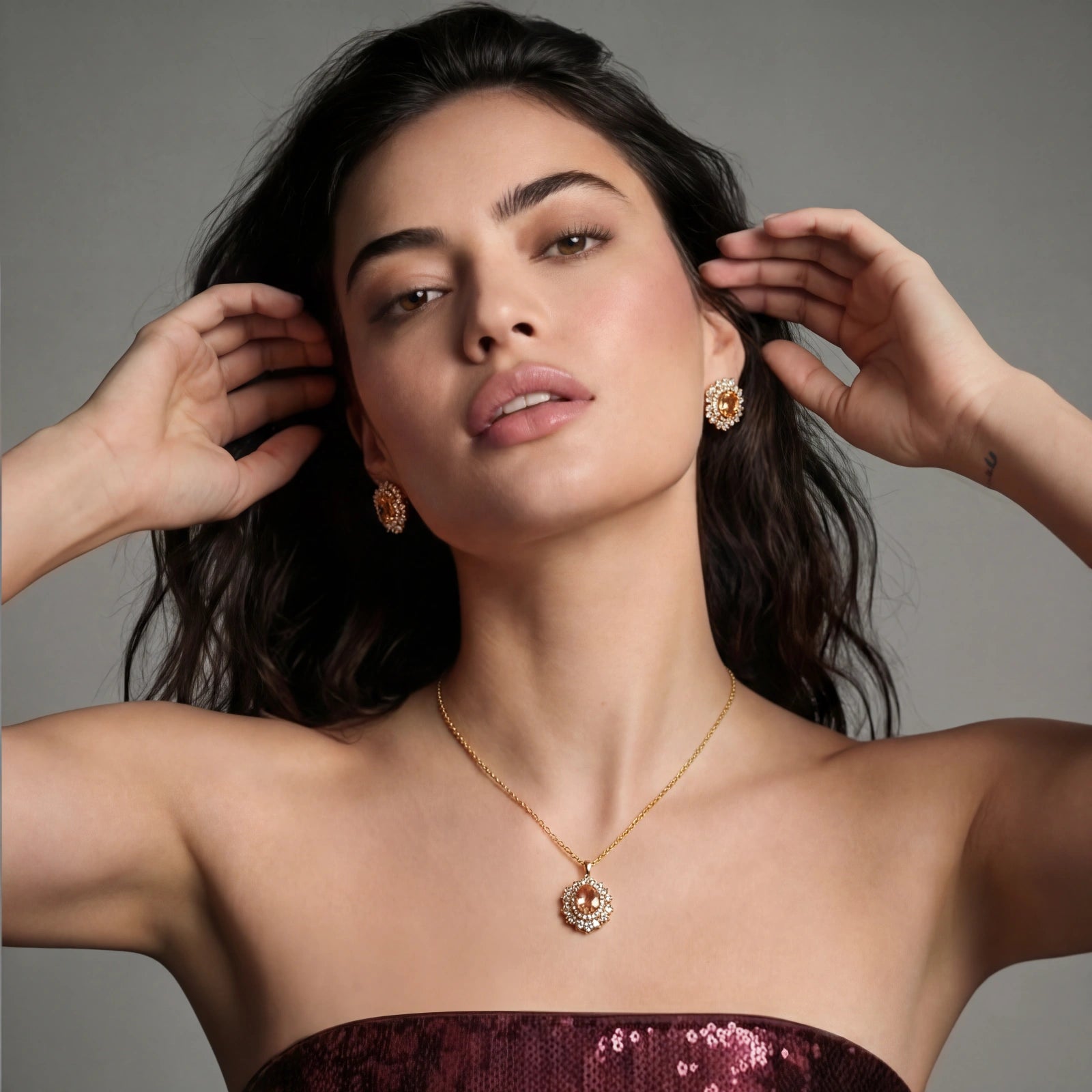 Lifestyle view of Vintage Glamour Jewellery Set by Averuna Jewellery