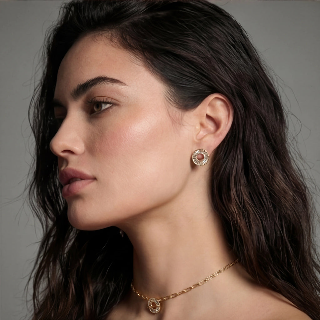 Lifestyle view of Radiant Circle Jewellery Set by Averuna Jewellery