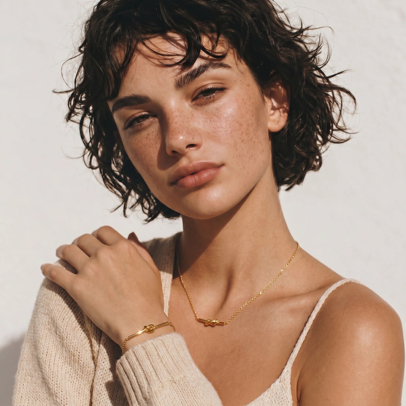 Close-up detail of Unity Knot Necklace by Averuna Jewellery