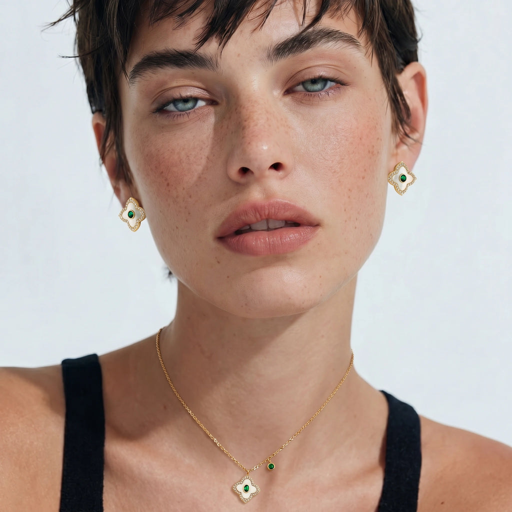 Product detail of Emerald Bloom Jewellery Set by Averuna Jewellery