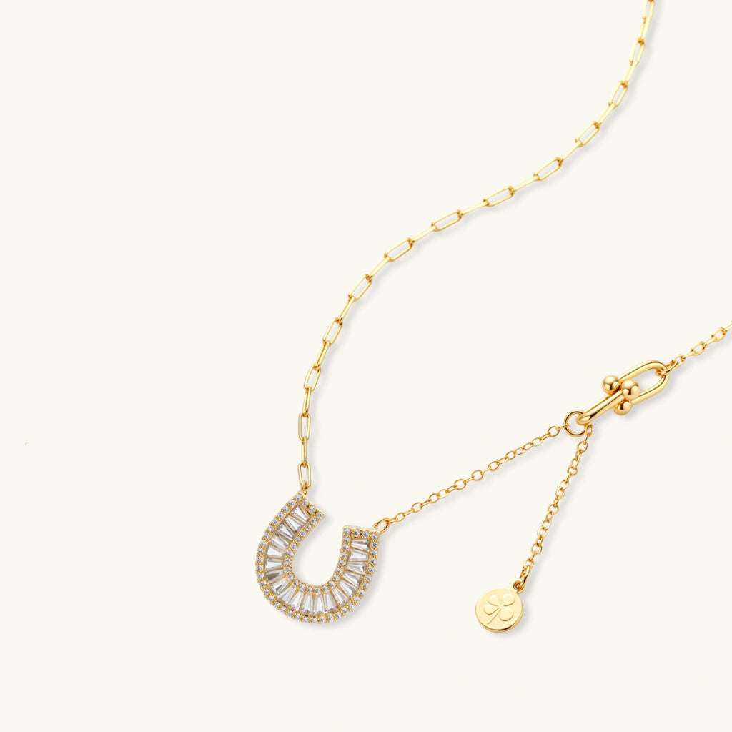 Close-up detail of Lucky Horseshoe Crystal Jewellery Set by Averuna Jewellery