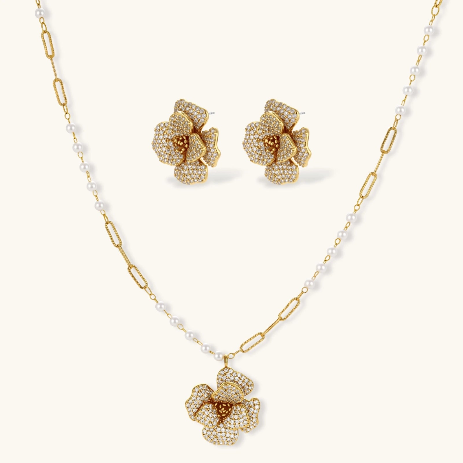 Golden Bloom Crystal Jewellery Set by Averuna Jewellery