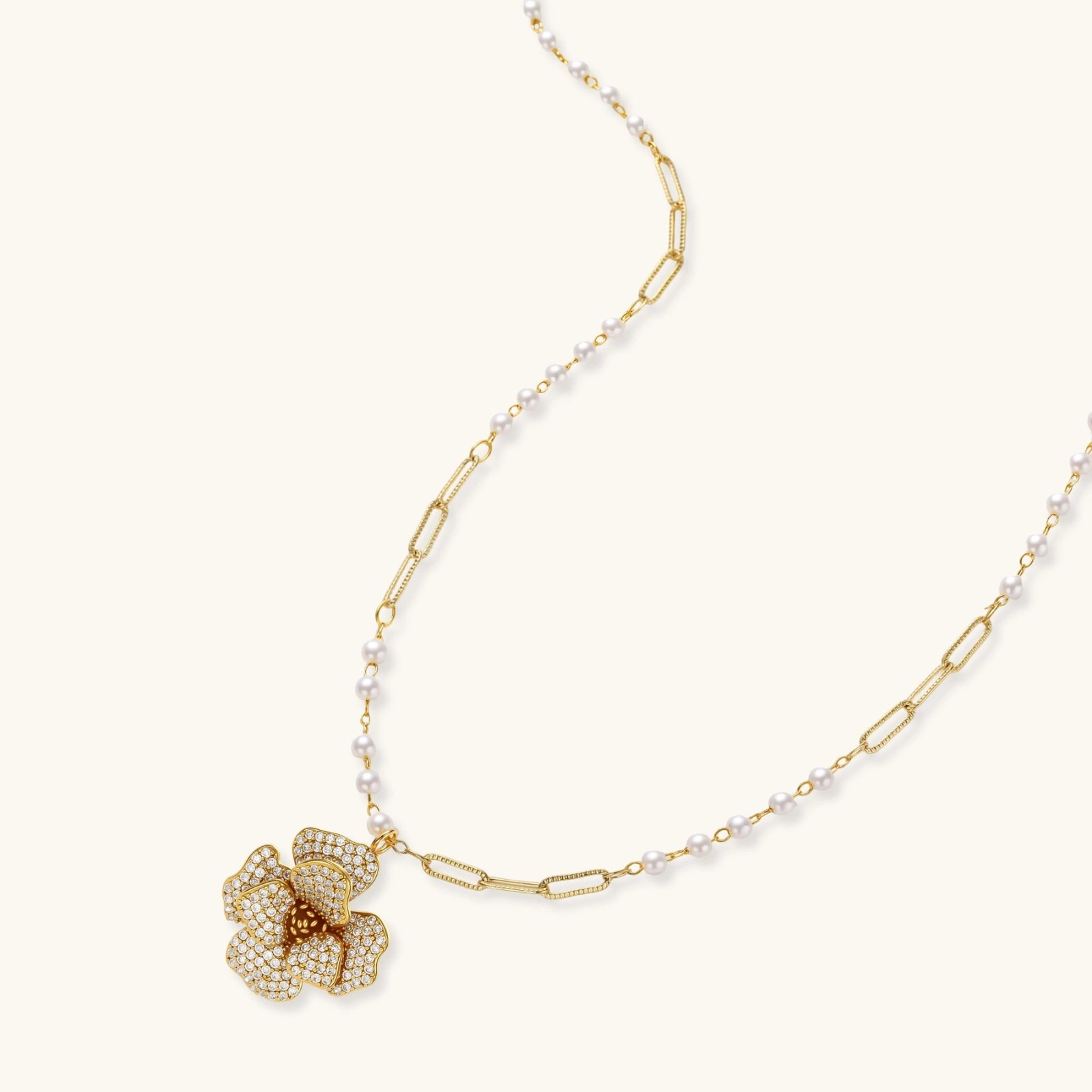 Angled view of Golden Bloom Crystal Jewellery Set by Averuna Jewellery