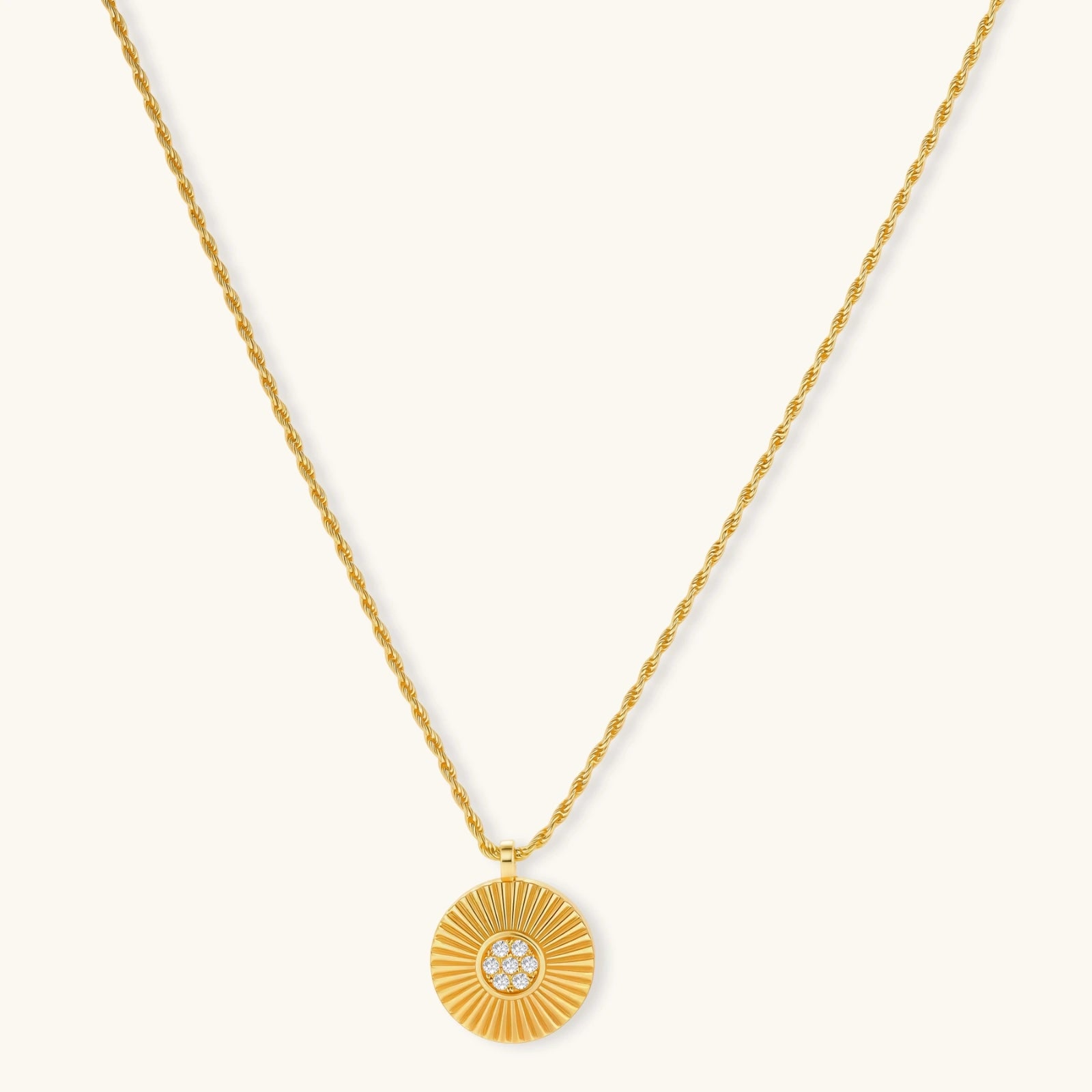 Lifestyle view of Sunburst Radiance Necklace by Averuna Jewellery