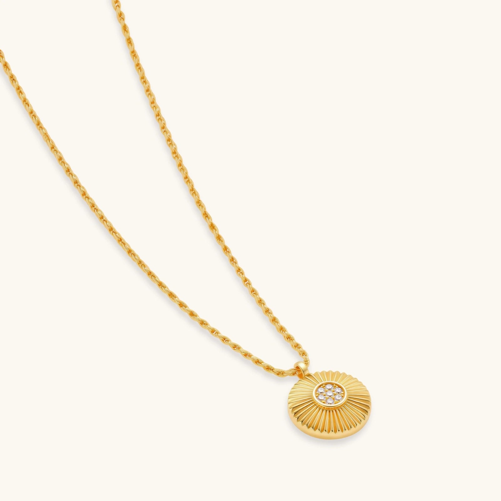 Close-up detail of Sunburst Radiance Necklace by Averuna Jewellery