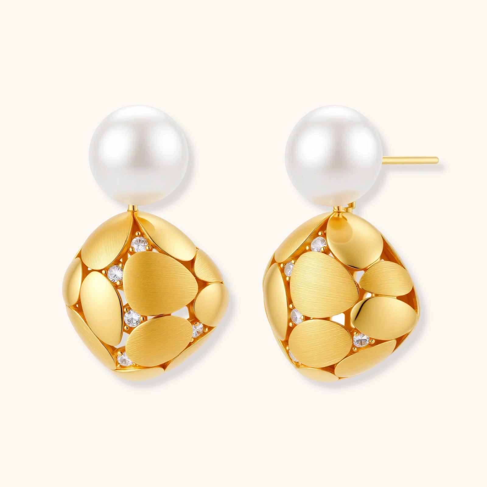 Petal Drop Pearl Earrings by Averuna Jewellery