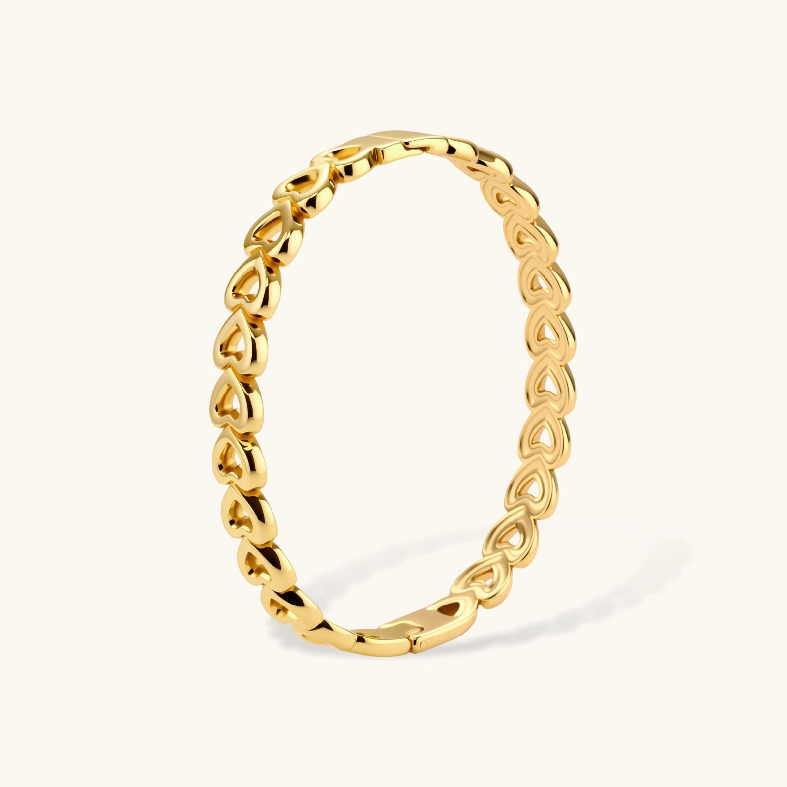 Close-up detail of Linked Hearts Bangle by Averuna Jewellery